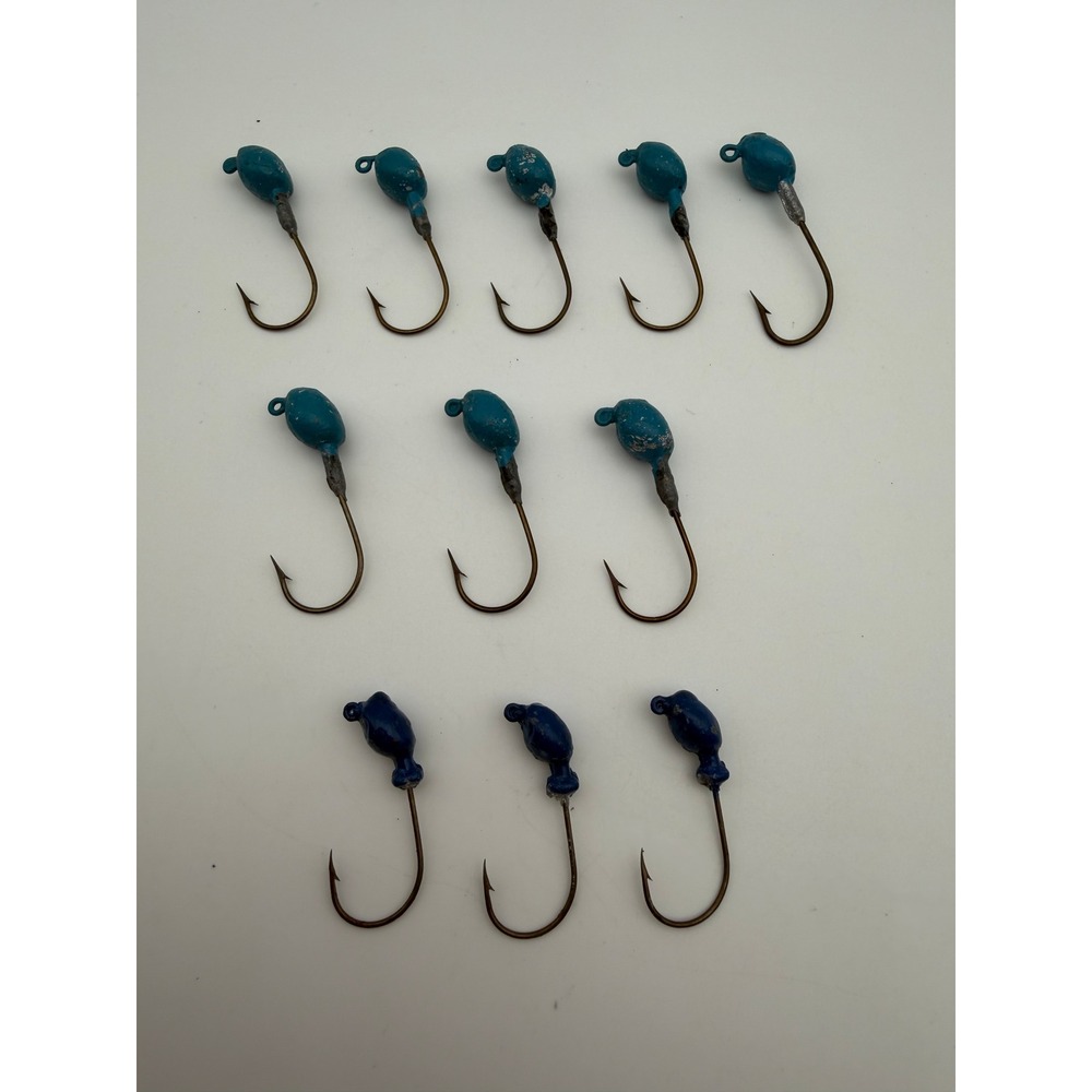 Handmade Blue Fishing Jig Heads Mixed Lot Lead Weighted‎ Hooks B143